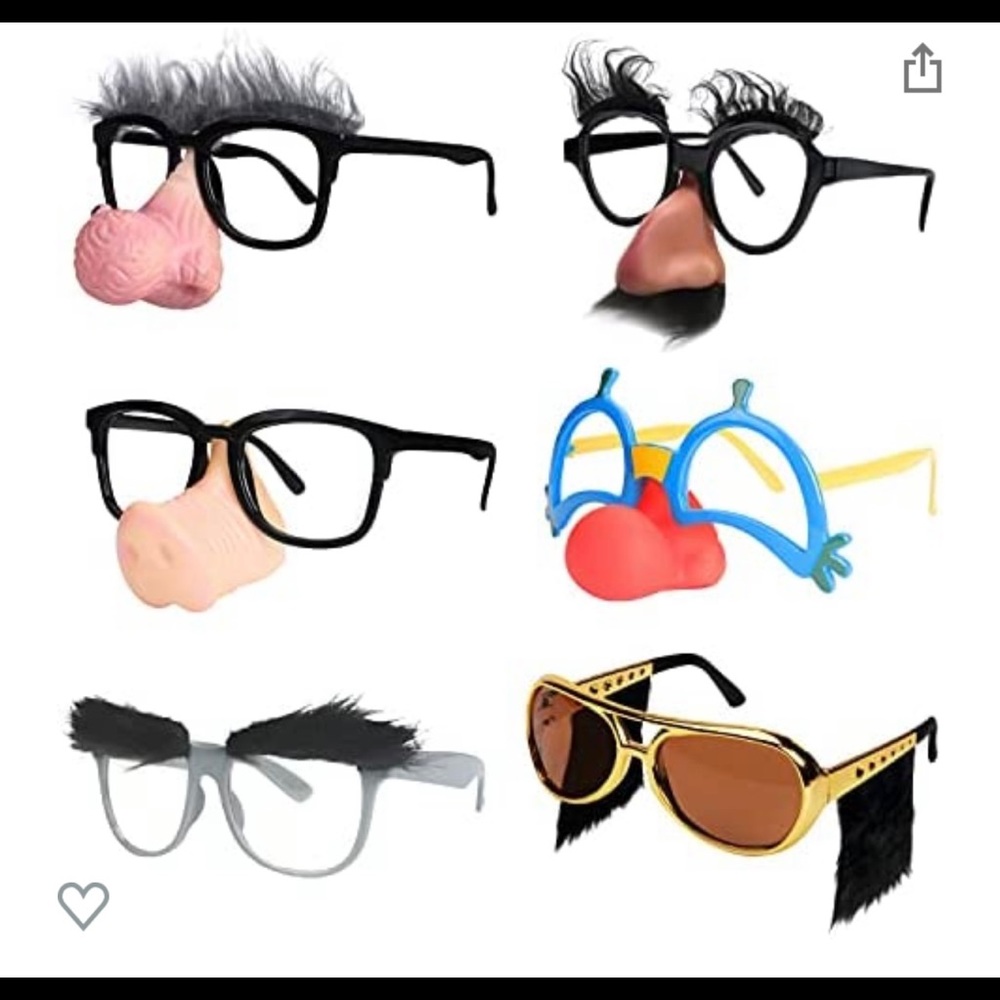 PHOTO BOOTH PROPS Eyeglass and nose disguises, Mustaches and Eyebrows LOT of 13